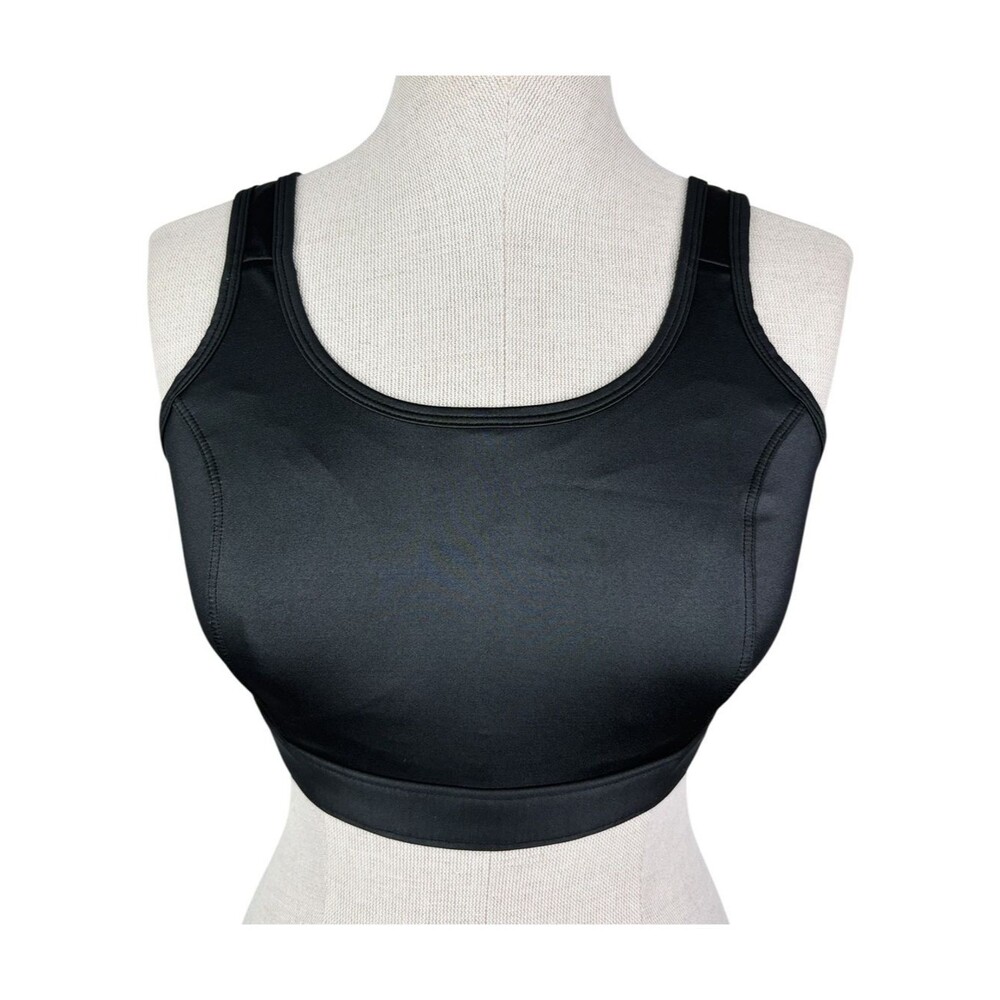 Title Nine Tech Athena Sports Bra sz 34D * Solid Black Wireless Brooks Running